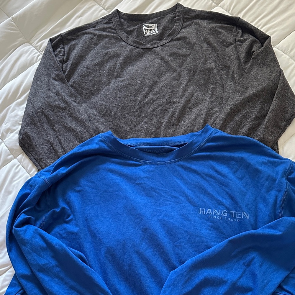 Hang Ten Men's Long Sleeve Tees in Blue and Gray